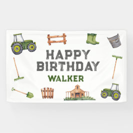 Rustieke Tractor Boerderij Green Boy Happy Birthda Spandoek