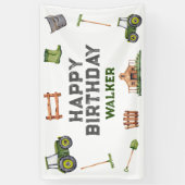 Rustieke Tractor Boerderij Green Boy Happy Birthda Spandoek (Verticaal)