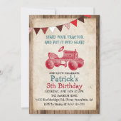 Rustieke  Tractor Boy Verjaardagsuitnodiging Kaart (Voorkant)