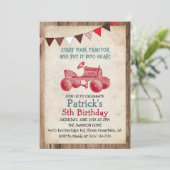 Rustieke  Tractor Boy Verjaardagsuitnodiging Kaart (Staand voorkant)