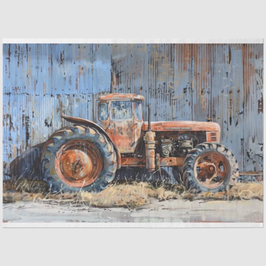 Rustieke Tractor Decoupage Tissuepapier (Voorkant)