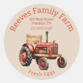 Rustieke Tractor Homestead Egg Label Sticker (Voorkant)