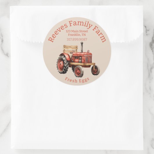 Rustieke Tractor Homestead Egg Label Sticker (Tas)