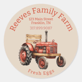 Rustieke Tractor Homestead Egg Label Sticker