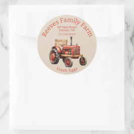 Rustieke Tractor Homestead Egg Label Sticker