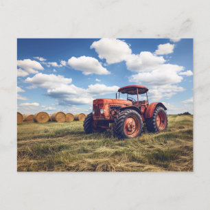 Rustieke tractor met hooibalen briefkaart