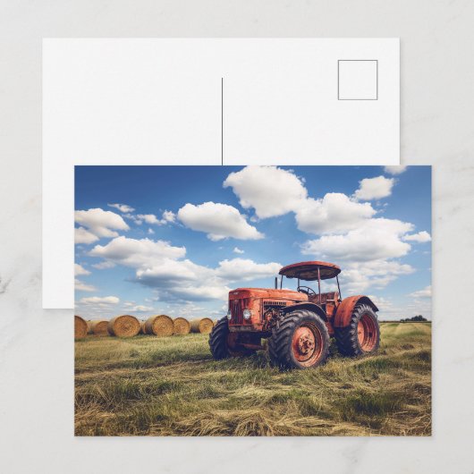 Rustieke tractor met hooibalen briefkaart (Voorkant / Achterkant)