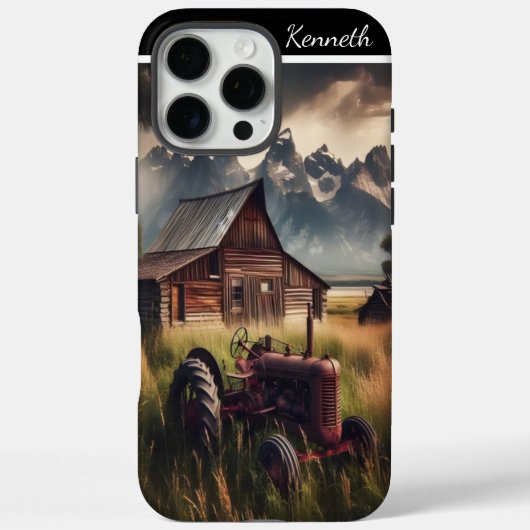 Rustieke Tractor & Mountain Uitzicht Case-Mate iPhone Case (Achterkant)