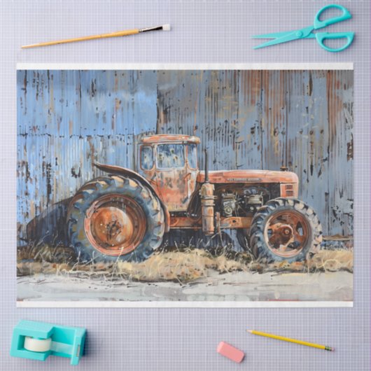 Rustieke tractor ontkoppeling tissuepapier (Craft)