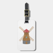 Rustieke traditionele houten windmolen bagagelabel (Voorkant verticaal)