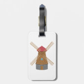 Rustieke traditionele houten windmolen bagagelabel (Achterkant verticaal)