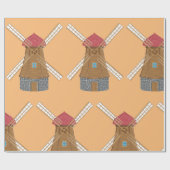 Rustieke traditionele houten windmolen cadeaupapier (Vlak)