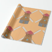 Rustieke traditionele houten windmolen cadeaupapier (Uitgerold)