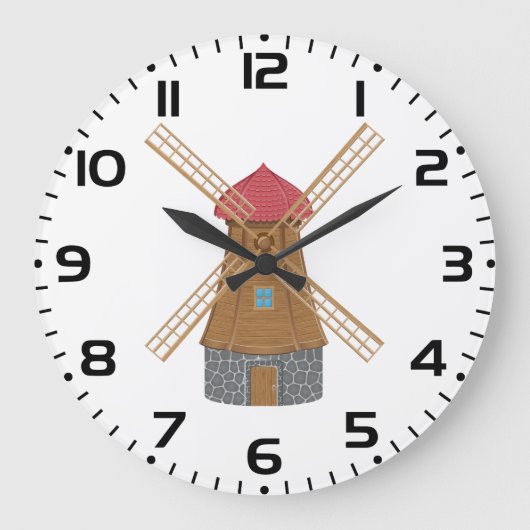 Rustieke traditionele houten windmolen grote klok (Voorkant)