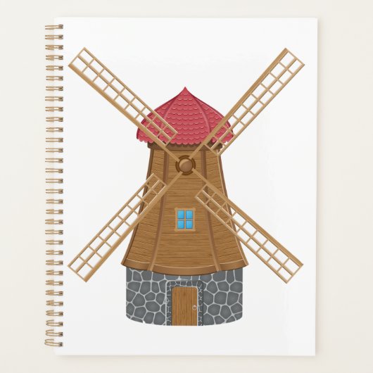 Rustieke traditionele houten windmolen planner (Voorkant)