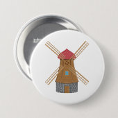 Rustieke traditionele houten windmolen ronde button 7,6 cm (Voorkant /achterkant)
