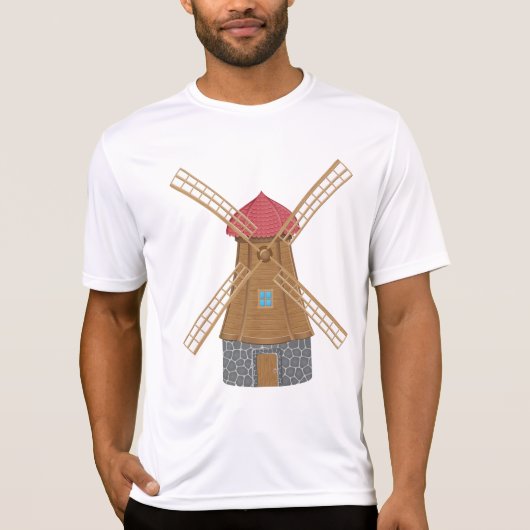 Rustieke traditionele houten windmolen t-shirt (Voorkant)