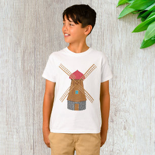 Rustieke traditionele houten windmolen t-shirt
