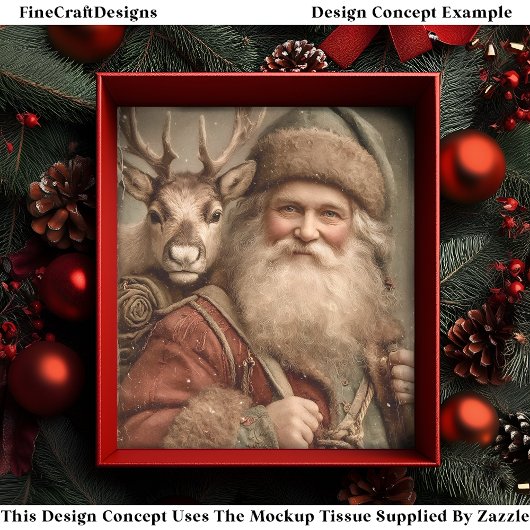 Rustieke Traditionele Kerstman, Rendier DT9B Decou Tissuepapier