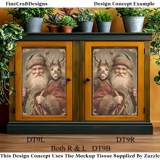 Rustieke Traditionele Kerstman, Rendier DT9L Decou Tissuepapier