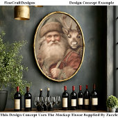 Rustieke Traditionele Kerstman, Rendier DT9L Decou Tissuepapier