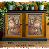 Rustieke Traditionele Kerstman, Rendier DT9R Decou Tissuepapier