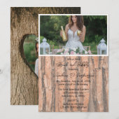 Rustieke Tree Heart Foto Lights Brunch & Bubbly Kaart (Voorkant / Achterkant)