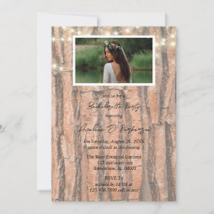 Rustieke Tree Heart Photo Lights Bachelorette Part Kaart