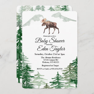 Rustieke Tree Moose Baby shower Invitation Kaart