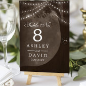 Rustieke Tree String Lights Gesneden Initialen Bru Kaart