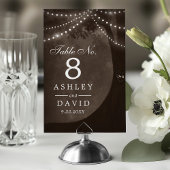 Rustieke Tree String Lights Gesneden Initialen Bru Kaart