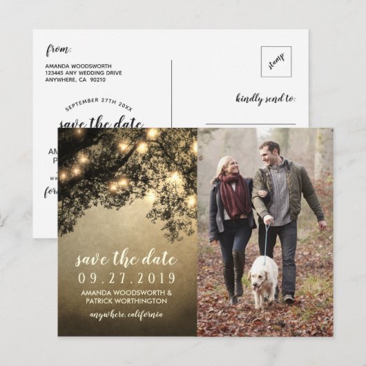 Rustieke Tree Wedding Save the Date Kaarten (Voorkant / Achterkant)