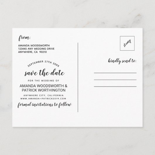 Rustieke Tree Wedding Save the Date Kaarten (Achterkant)