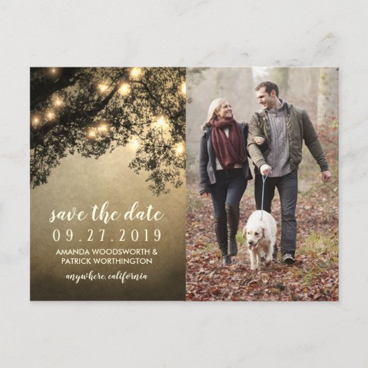Rustieke  Tree Wedding Save the Date Kaarten (Voorkant)