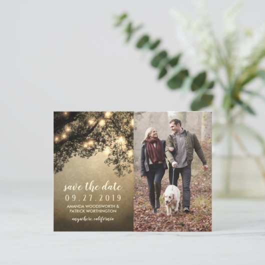 Rustieke  Tree Wedding Save the Date Kaarten (Staand voorkant)
