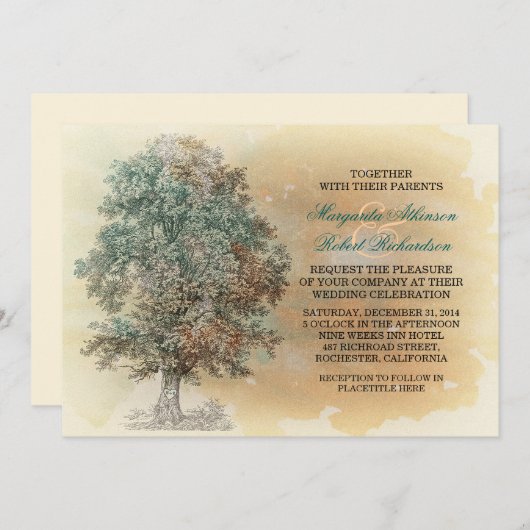 Rustieke  Tree Wedding Uitnodigingen (Voorkant / Achterkant)