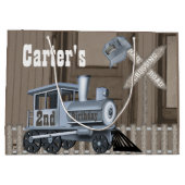 Rustieke Trein Spoorweg Oversteek 2e Verjaardagsfe Groot Cadeauzakje (Achterkant)