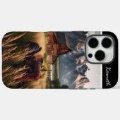 Rustieke trekker onder besneeuwde pieken Case-Mate iPhone case (Achterkant (horizontaal))