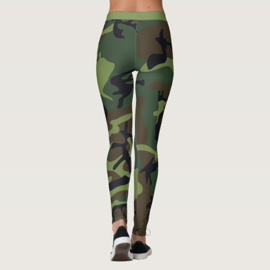 Rustieke Trendy gecamoufleerde Camo groen bruin pa Leggings (Achterkant)