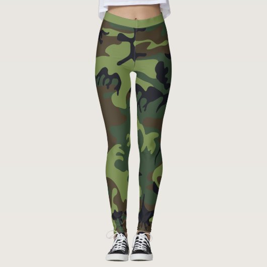 Rustieke Trendy gecamoufleerde Camo groen bruin pa Leggings (Voorkant)
