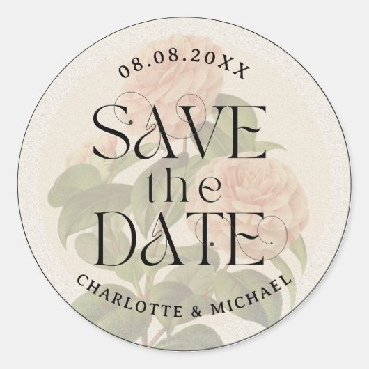 Rustieke Trendy Save the Date Wedding Ronde Sticker (Voorkant)