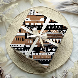 Rustieke Tribal Etnische Aardse Afro-Amerikaanse G Cadeaupapier