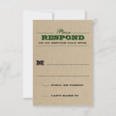 Rustieke Trofee Groene Respons RSVP Kaartje (Voorkant)