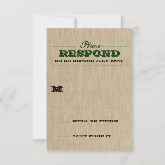 Rustieke Trofee Groene Respons RSVP Kaartje (Voorkant)