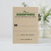 Rustieke Trofee Groene Respons RSVP Kaartje (Staand voorkant)