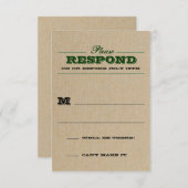 Rustieke Trofee Groene Respons RSVP Kaartje (Voorkant / Achterkant)