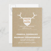 Rustieke Trofee Wit Save the Date Aankondigingskaart (Voorkant / Achterkant)