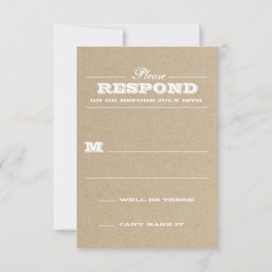 Rustieke Trofee Witte Respons RSVP Kaartje (Voorkant)