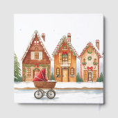 Rustieke Troller Village Houses Winter Baby shower Gastenboek (Achterkant)