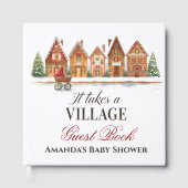 Rustieke Troller Village Houses Winter Baby shower Gastenboek (Voorkant)